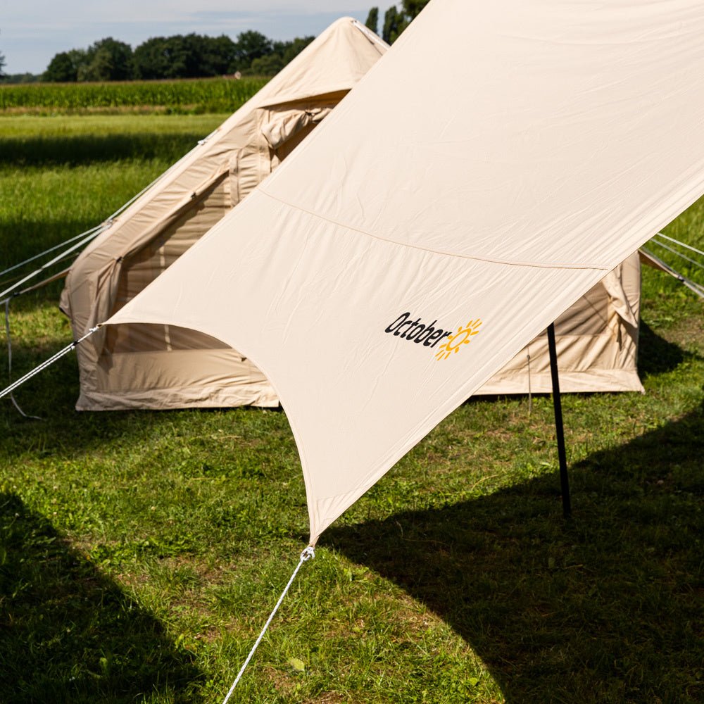 Toldo Lona algodón beige 420x420x240 cm Dimehouse Beige L x An x Al 66x16x14 Algodón Detalle fotográfico atmosférico