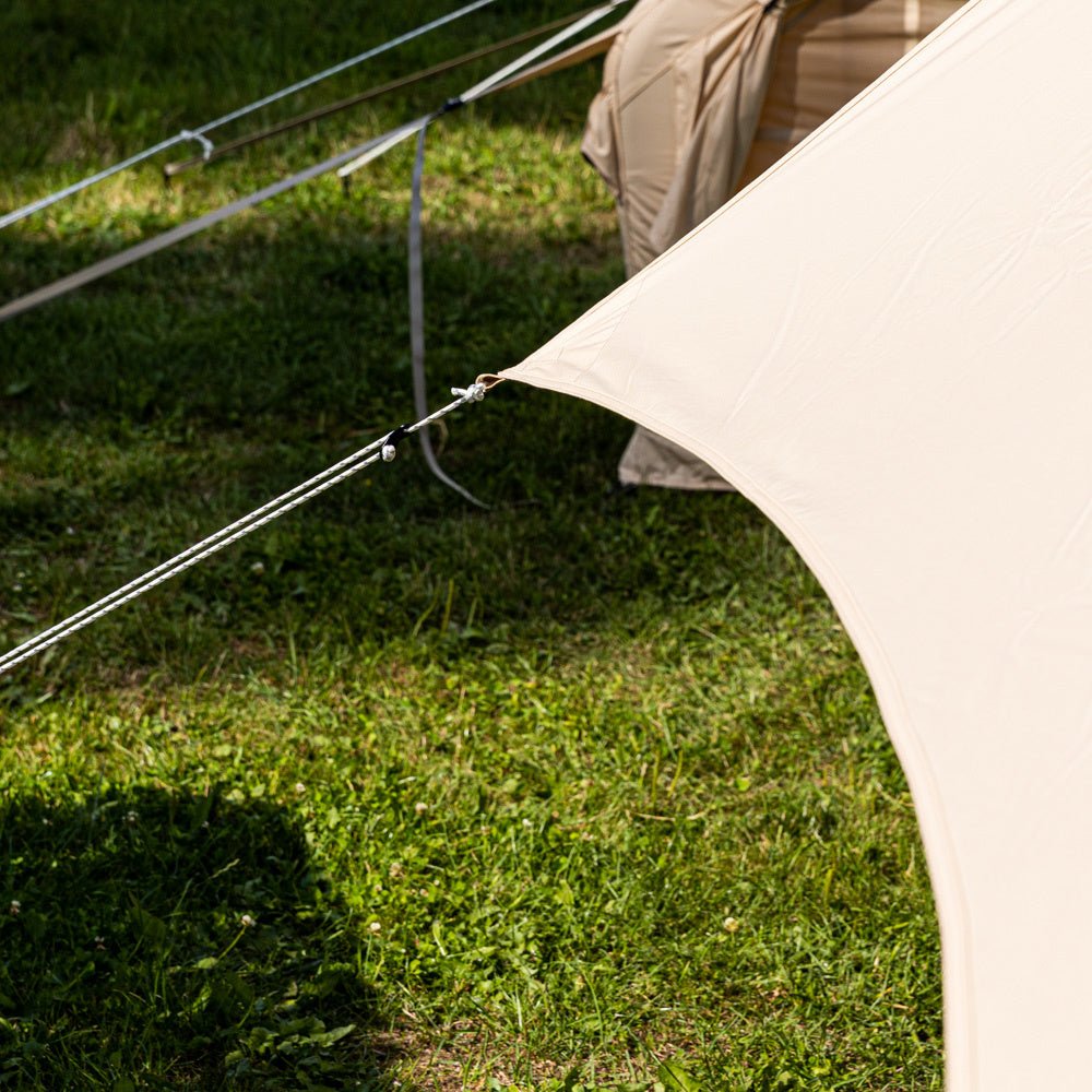 Toldo Lona algodón beige 420x420x240 cm Dimehouse Beige L x An x Al 66x16x14 Algodón Detalle fotográfico atmosférico