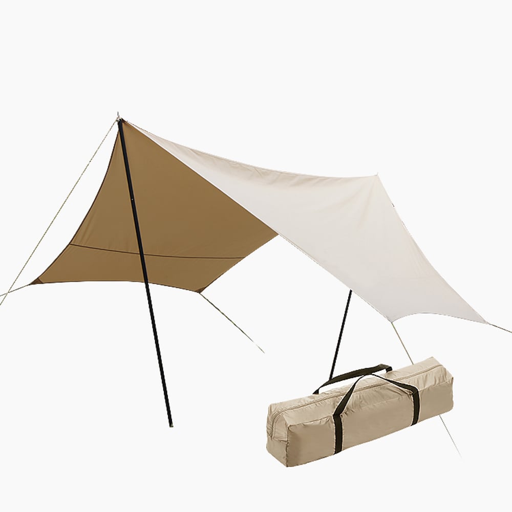 Toldo Lona algodón beige 420x420x240 cm Dimehouse Vista frontal diagonal beige L x An x Al 66x16x14 Algodón Blanco foto
