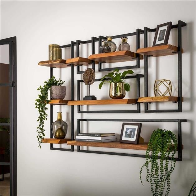 Estante de pared Aberdeen DH Interior Acacia L x An x Al 105x36x13 Madera de acacia Foto atmosférica vista frontal en diagonal