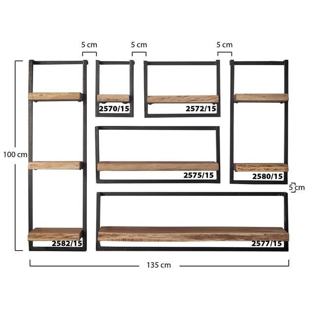 Estante de pared Aberdeen DH Interior Acacia L x An x Al 105x36x13 Madera de acacia Blanco indicación del tamaño de la foto
