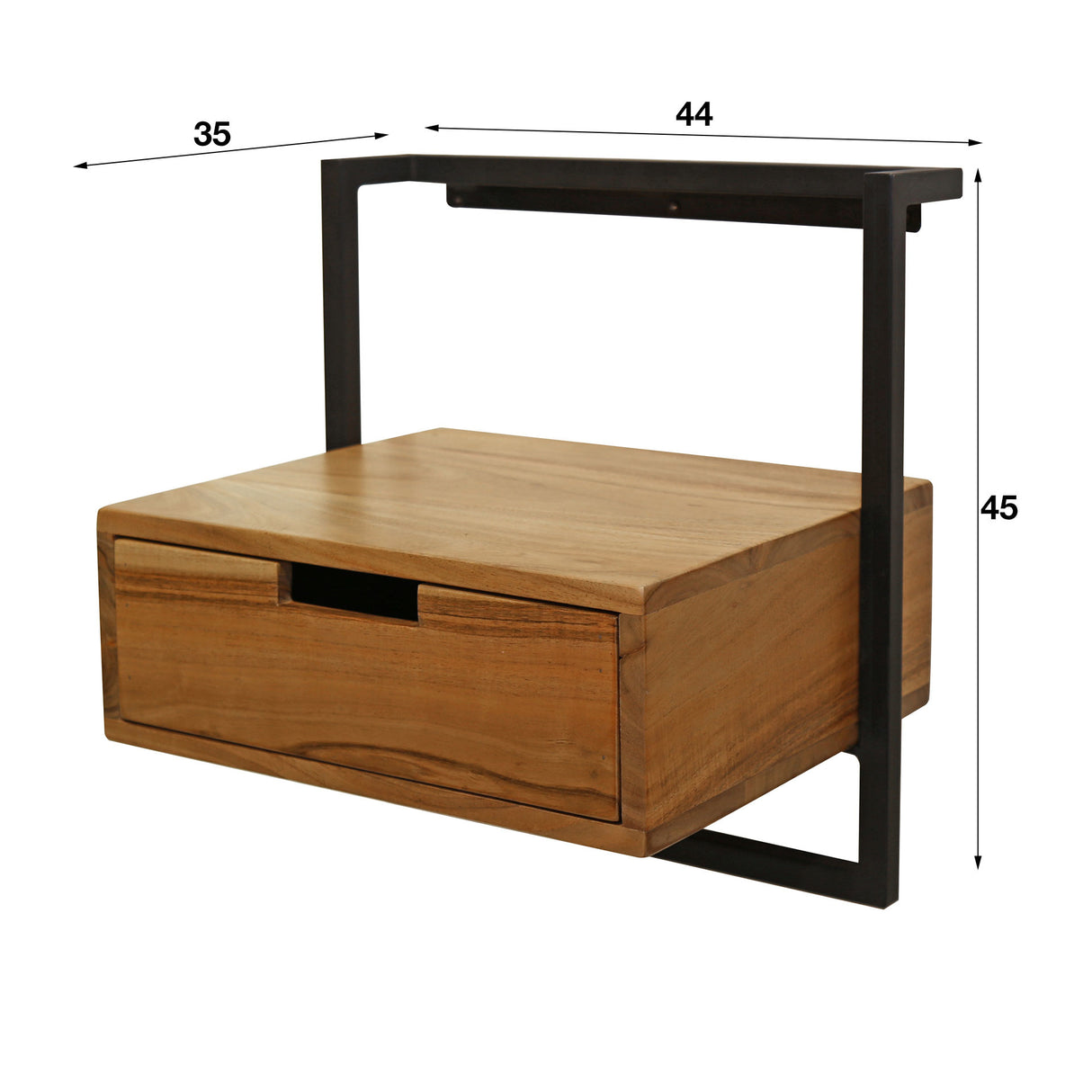 Mesita de noche Naomi DH Interior Acacia L x An x Al 49x47x20 Madera de acacia Blanco indicación del tamaño de la foto