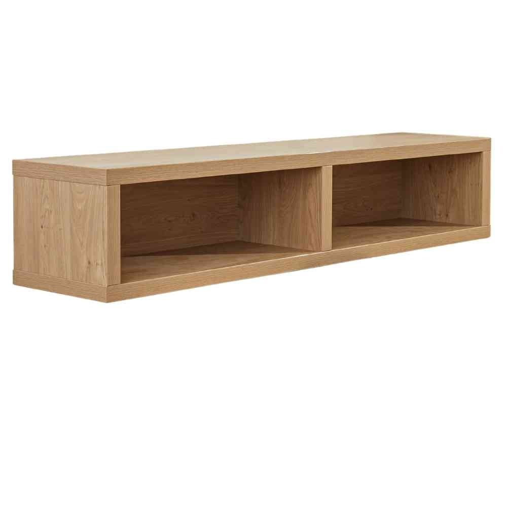 Mueble TV Bernie Roble Rústico Dimehouse Vista frontal roble L x An x Al 146x36x31 Melamina blanco foto diagonal