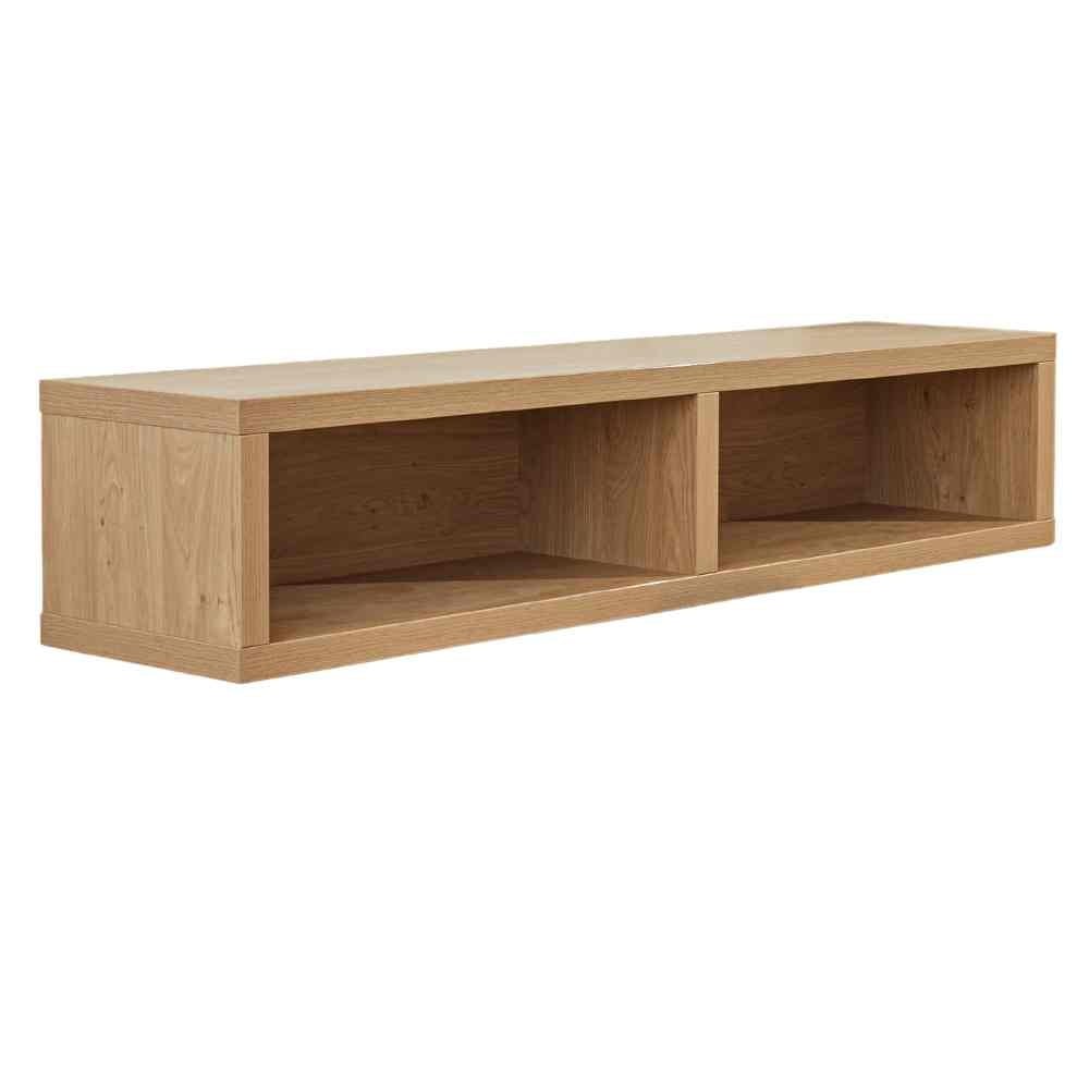 Mueble TV Bernie Roble Rústico Dimehouse Vista frontal roble L x An x Al 126x36x31 Melamina blanco foto diagonal