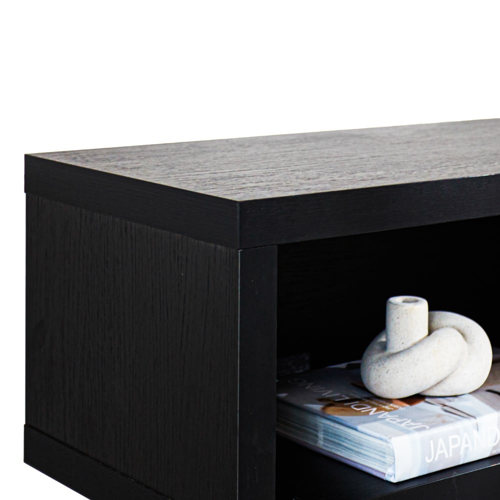 Mueble TV Bernie Negro Dimehouse Negro L x An x Al 146x36x31 Melamina Atmósfera foto detalle