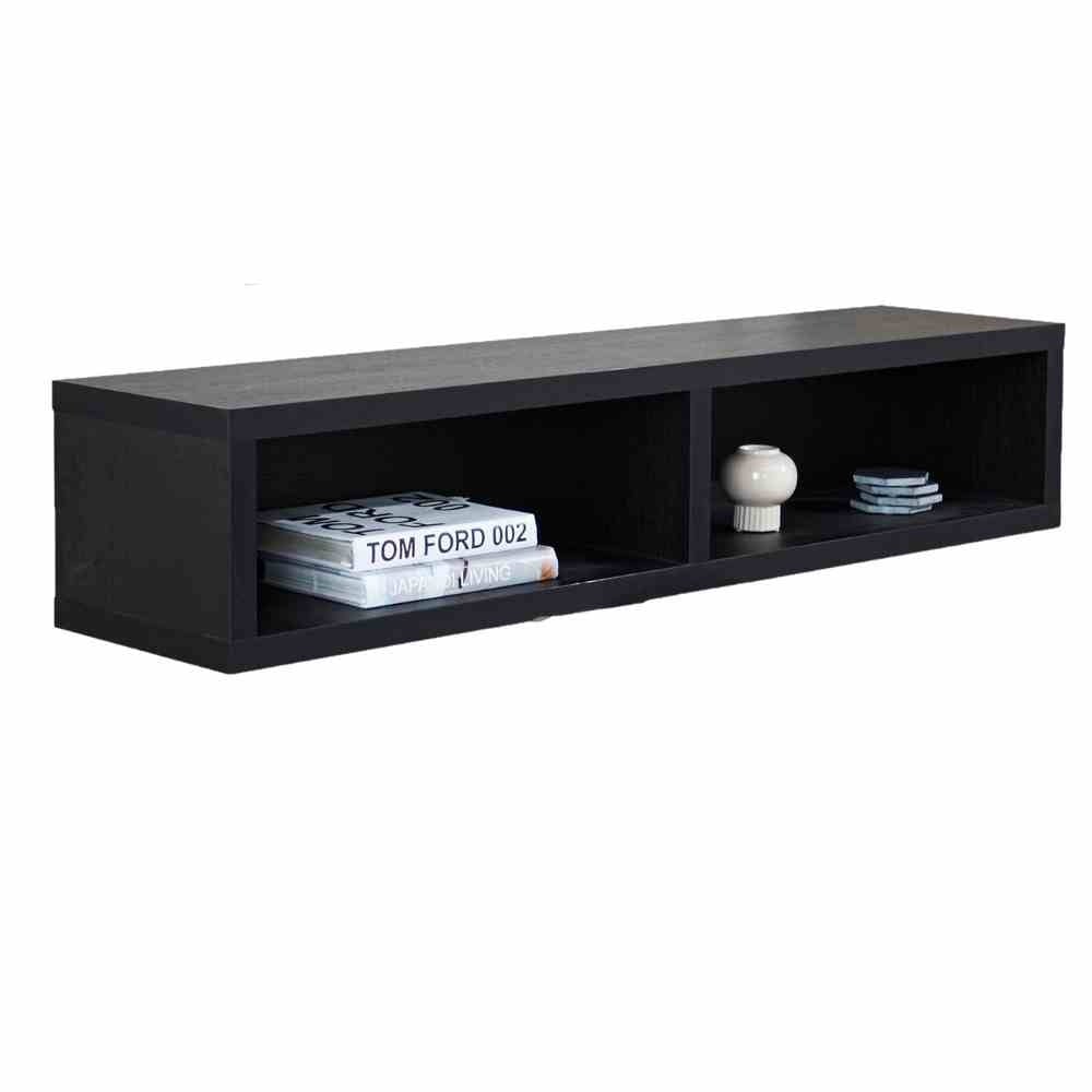 Mueble TV Bernie Negro Dimehouse Vista frontal diagonal fotográfica negro L x An x Al 146x36x31 Melamina Blanco