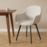 Eetkamerstoelen - Moderne Eetkamerstoel Remy Ribstof Crème - Met Armleuningen - Dimehouse