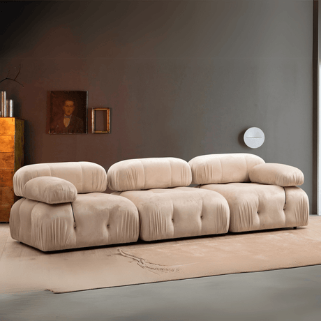 Sofá modular 3 plazas Bubble terciopelo beige