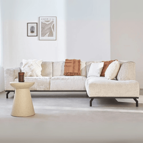 Banken - Hoekbank met hoge poten beige velvet Chloe - rechts - Dimehouse