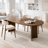 Mesa de comedor ovalada de melamina nogal - Japandi - 180x89,5x75 cm - Sota