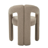 Diseño Silla de Comedor Color Arena Bouclé Marrón - Tejido Completo 