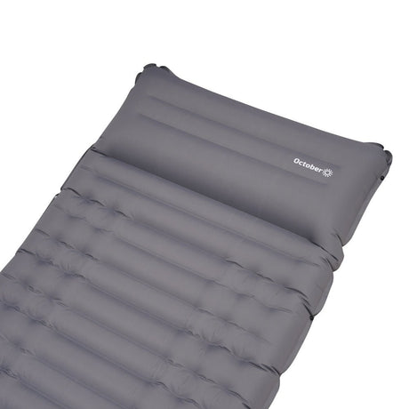 Colchón inflable 1 persona con sistema de inflado incorporado 205x67x10 cm Dimehouse Gris L x An x Al 23x15x15 Nylon Blanco foto detalle