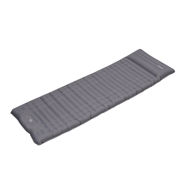 Colchón inflable 1 persona con sistema de inflado incorporado 205x67x10 cm Dimehouse Vista frontal diagonal gris L x An x Al 23x15x15 Nylon Blanco foto