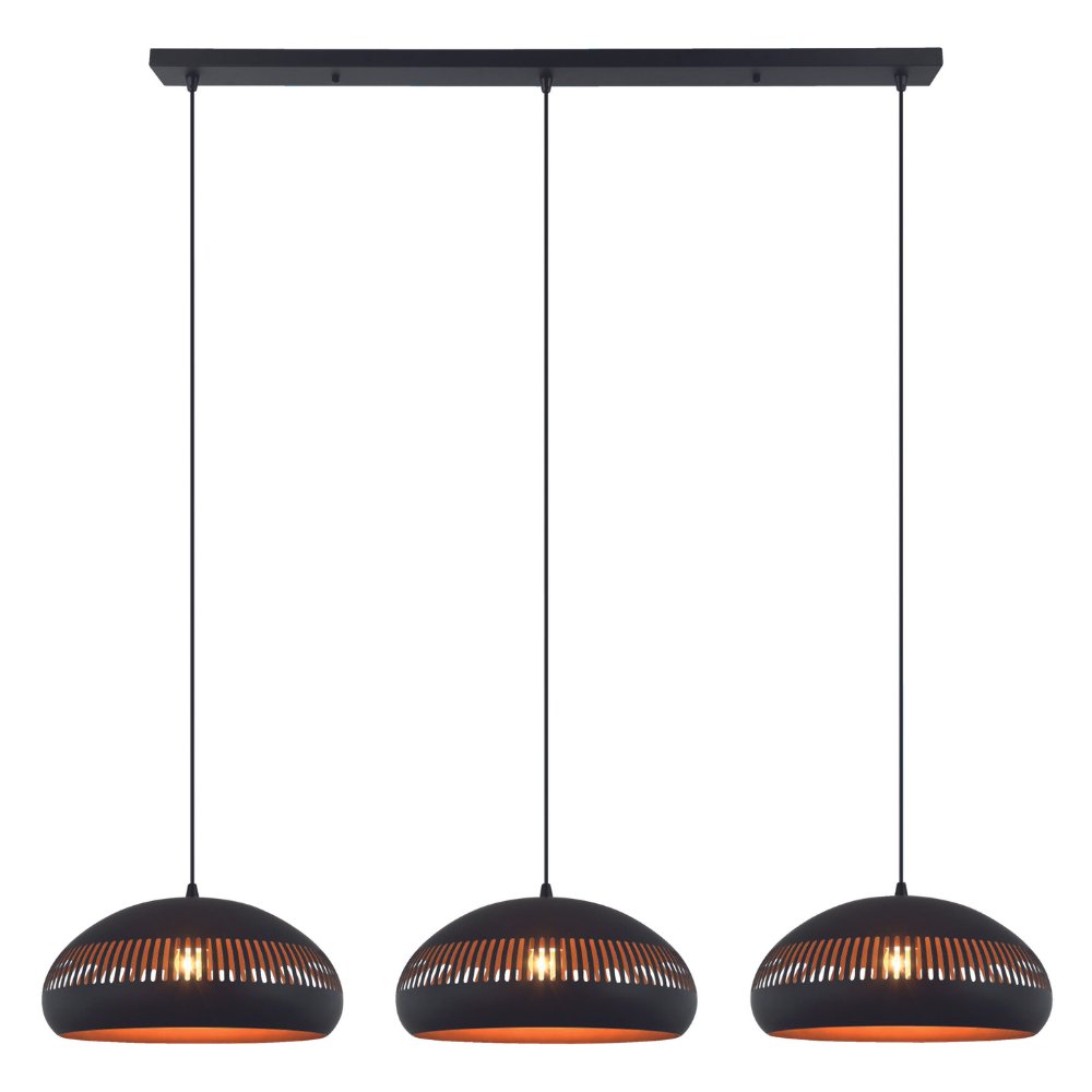 Lámpara colgante Indy Metal de 3 luces Negro