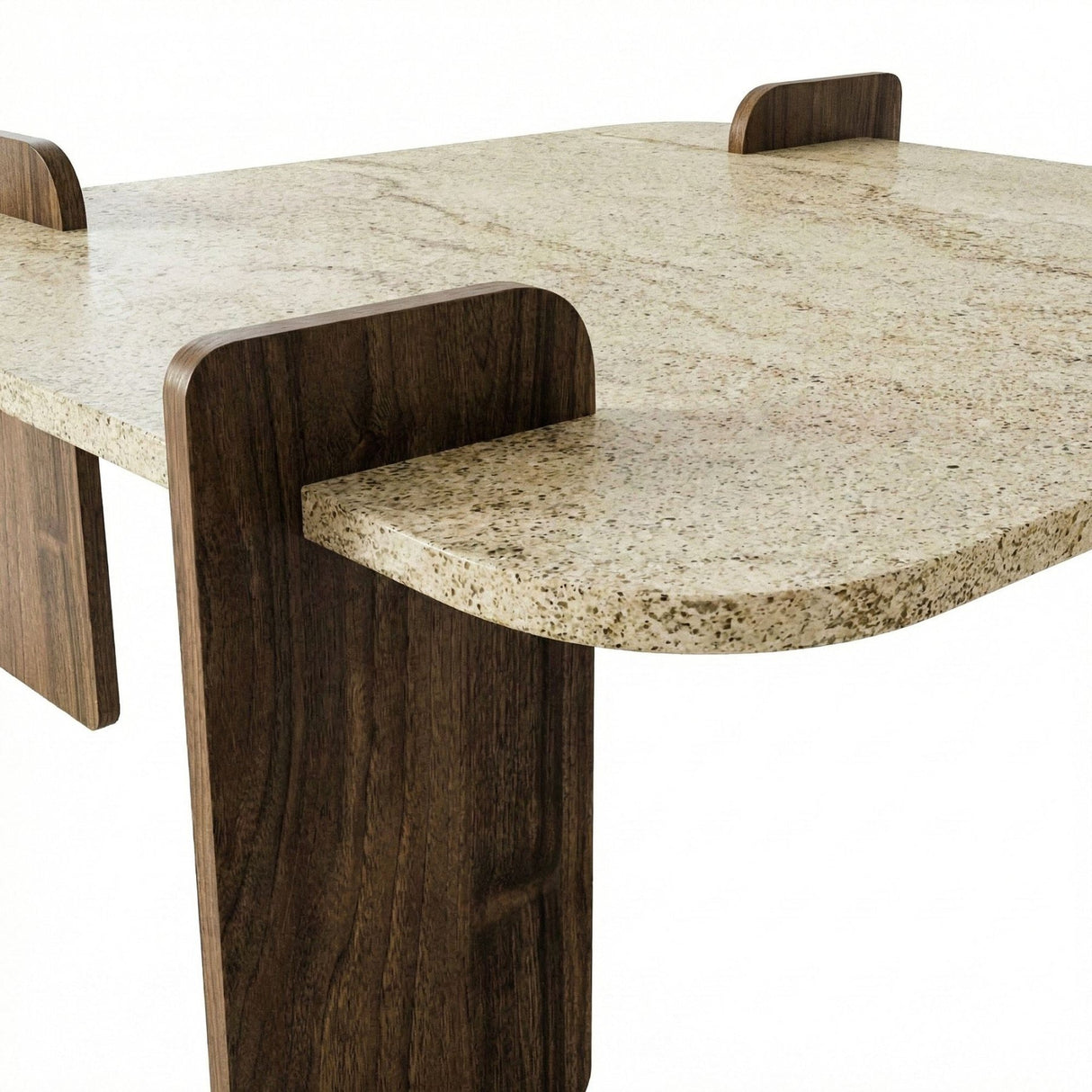 Mesa de centro Afrolli aspecto travertino nogal 90x90 Aspecto travertino y nogal Compuesto de madera revestido de melamina