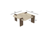Mesa de centro Afrolli aspecto travertino nogal 90x90 Aspecto travertino y nogal Compuesto de madera revestido de melamina