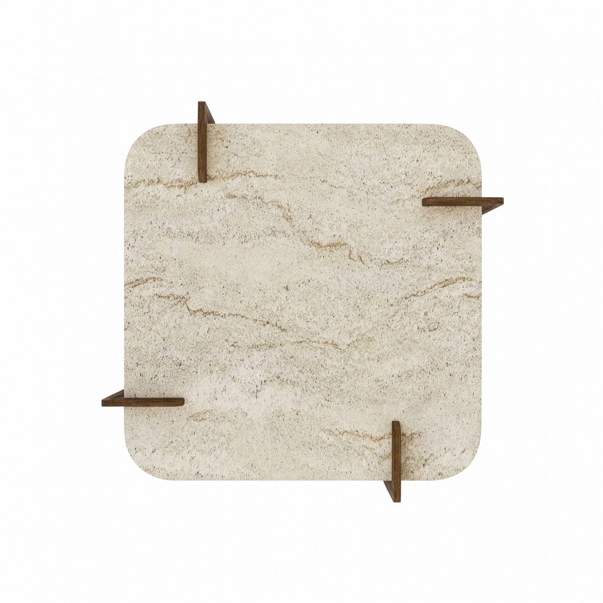Mesa de centro Afrolli aspecto travertino nogal 90x90 Aspecto travertino y nogal Compuesto de madera revestido de melamina