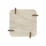 Mesa de centro Afrolli aspecto travertino nogal 90x90 Aspecto travertino y nogal Compuesto de madera revestido de melamina
