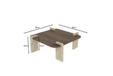 Mesa de centro Afrolli nogal travertino 90 x 90 cm Nogal, travertino Madera revestida de melamina