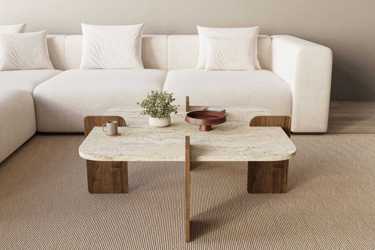 Poalla - Travertino, Nogal Travertino Nogal 100% Aglomerado RECUBIERTO DE MELAMINA