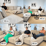 Banken - Hoekbank met chaise longue beige chenille Yara - links - Dimehouse