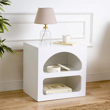 Nachtkastjes - Nachtkastje Lorin Wit Melamine 50x50x38 cm - Dimehouse