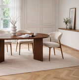 Mesa de comedor ovalada de melamina nogal - Japandi - 180x89,5x75 cm - Sota