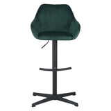 Taburete de barra de veneno Velvet verde: asiento de barra giratoria ajustable con reposabrazos