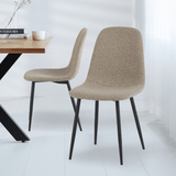 Juego de 4 Sillas de Comedor Escandinavas Latte Bouclé Tela Swift - Sin Apoyabrazos 