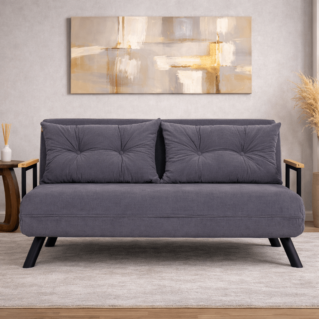 Sofá cama de tela gris grafito 2 plazas - Sando