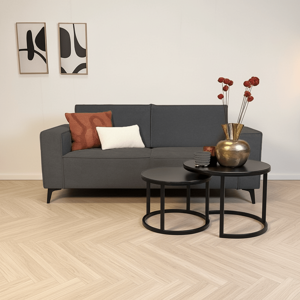 2 plazas con cojines gruesos sueltos en chenilla gris antracita Yara 