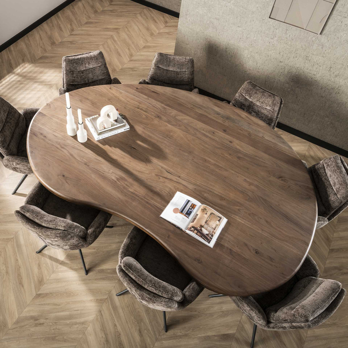 Eettafels - Organisch Vormige Eettafel Alo Acaciahout Bruin 240x160 cm - Dimehouse