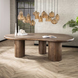 Eettafels - Organisch Vormige Eettafel Alo Acaciahout Bruin 240x160 cm - Dimehouse