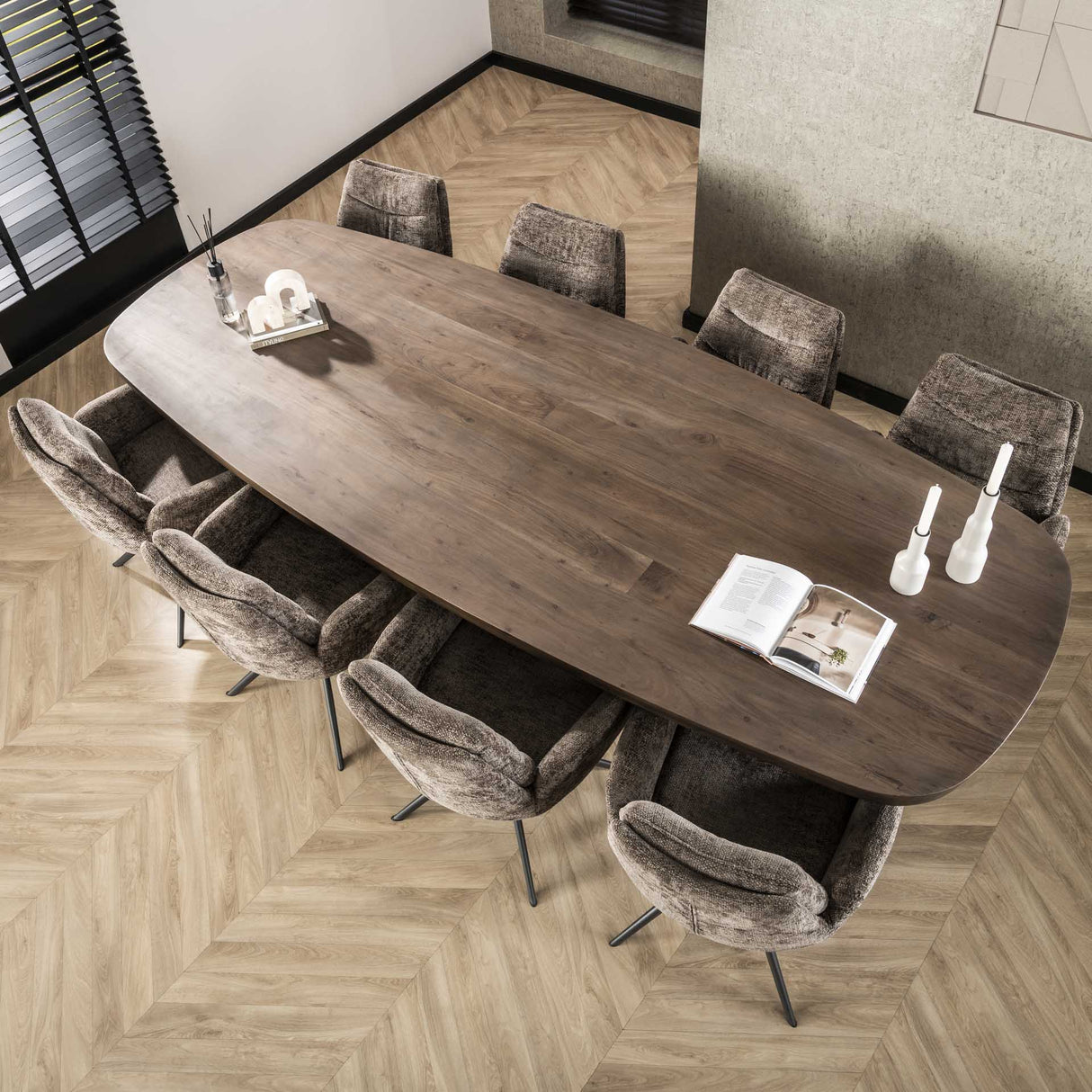 Eettafels - Deens Ovale Eettafel Alo Acaciahout Bruin 300x120 cm - Dimehouse