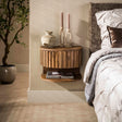 Mesitas de noche-Mesita de noche Ridge flotante con cajón de arena abierto Madera de mango 40x35x30cm -Dimehouse