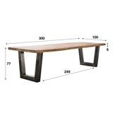 Mesa de comedor de tronco de árbol industrial Tristan Acaciahout 300x100