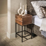 Mesita de noche con 1 cajón madera de acacia marrón Lani