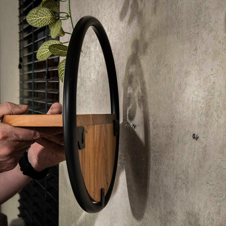 Estante de pared redondo de madera maciza de acacia de 35 cm, set de 3 