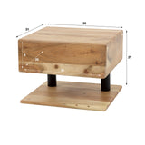 Mesita de noche flotante Ian de madera de acacia con cajón y estante 