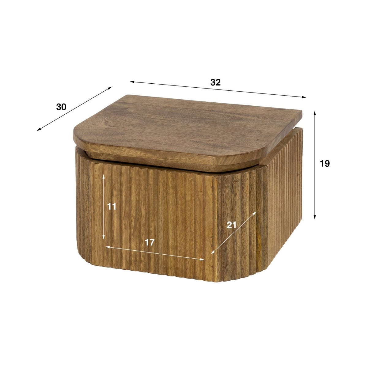 Mesita de noche flotante Madera de mango Arena – 1 cajón 