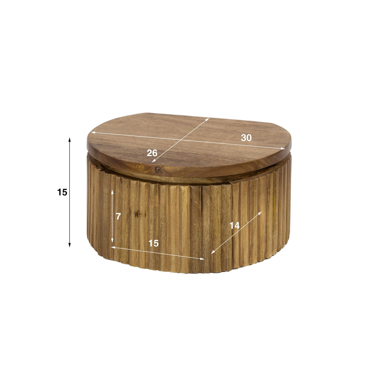 Zwevend nachtkastje Curve rond 1-lade mangohout zand