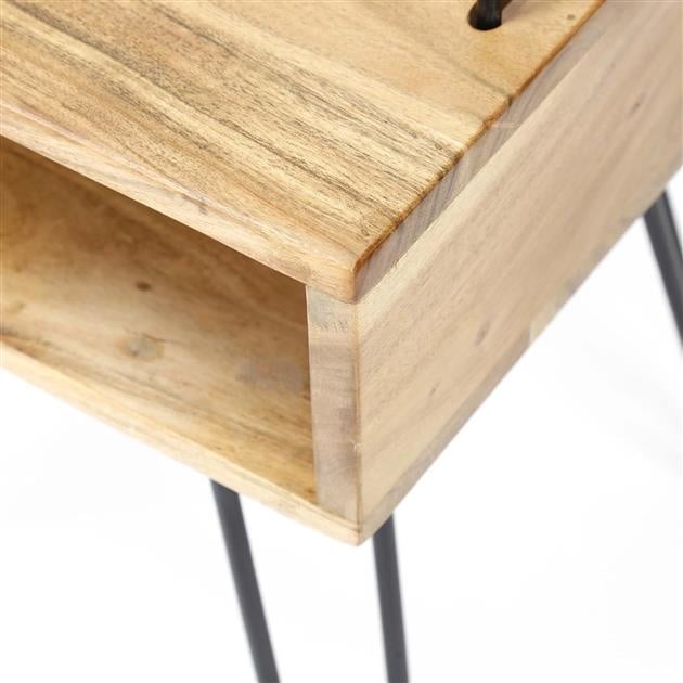 Mesita de noche Aimée DH Interior Acacia L x An x Al 45x39x17 Madera de acacia Blanco foto detalle