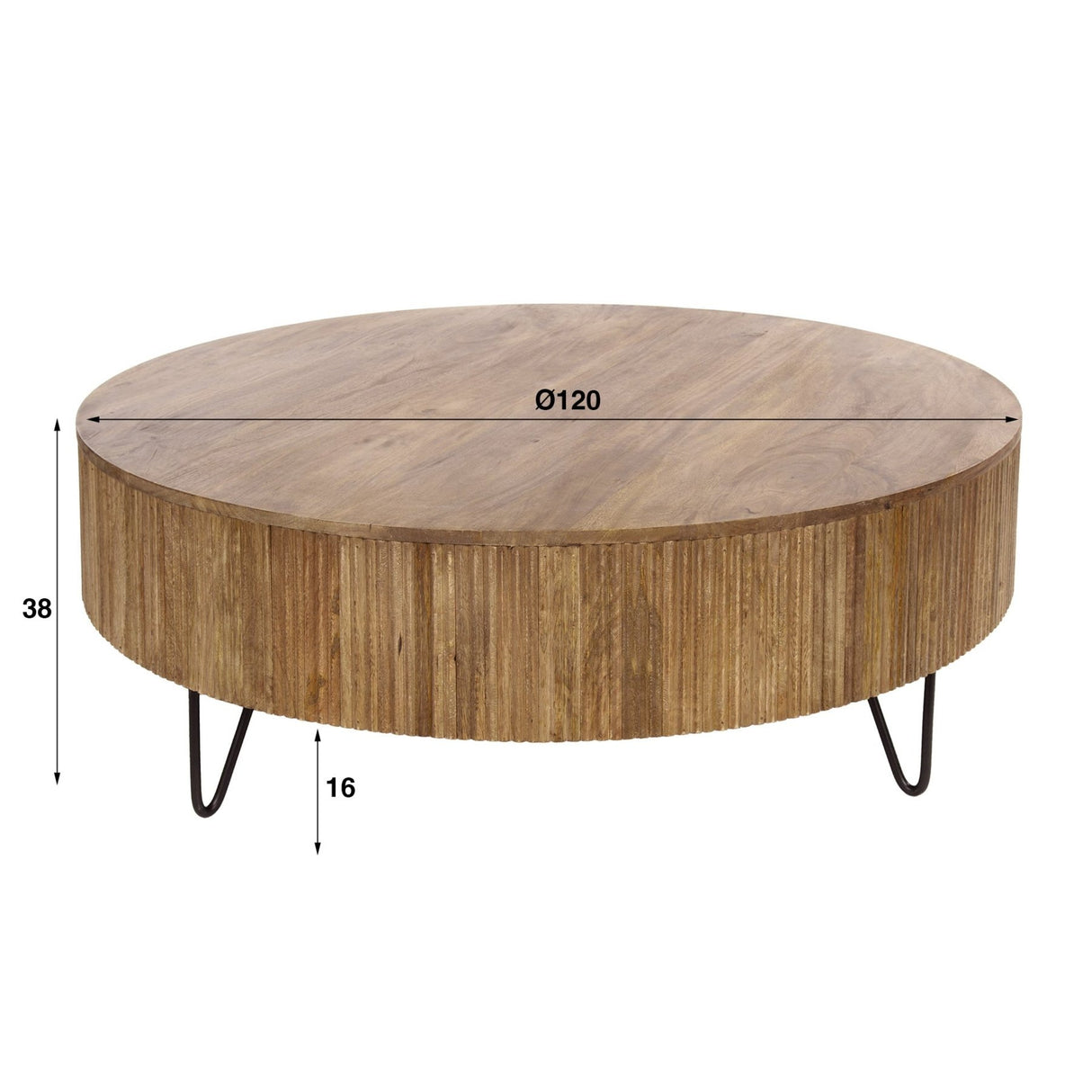 Mesa de centro redonda Madera de mango de 120 cm - Color arena 