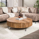 Mesa de centro redonda Madera de mango de 120 cm - Color arena 