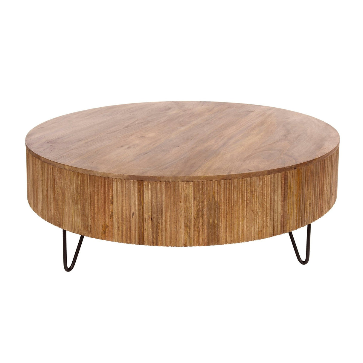 Mesa de centro redonda Madera de mango de 120 cm - Color arena 