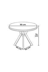 Mesa de comedor Mos aspecto mármol ovalada 90 cm Aspecto mármol blanco con panel cromado 100% lacado