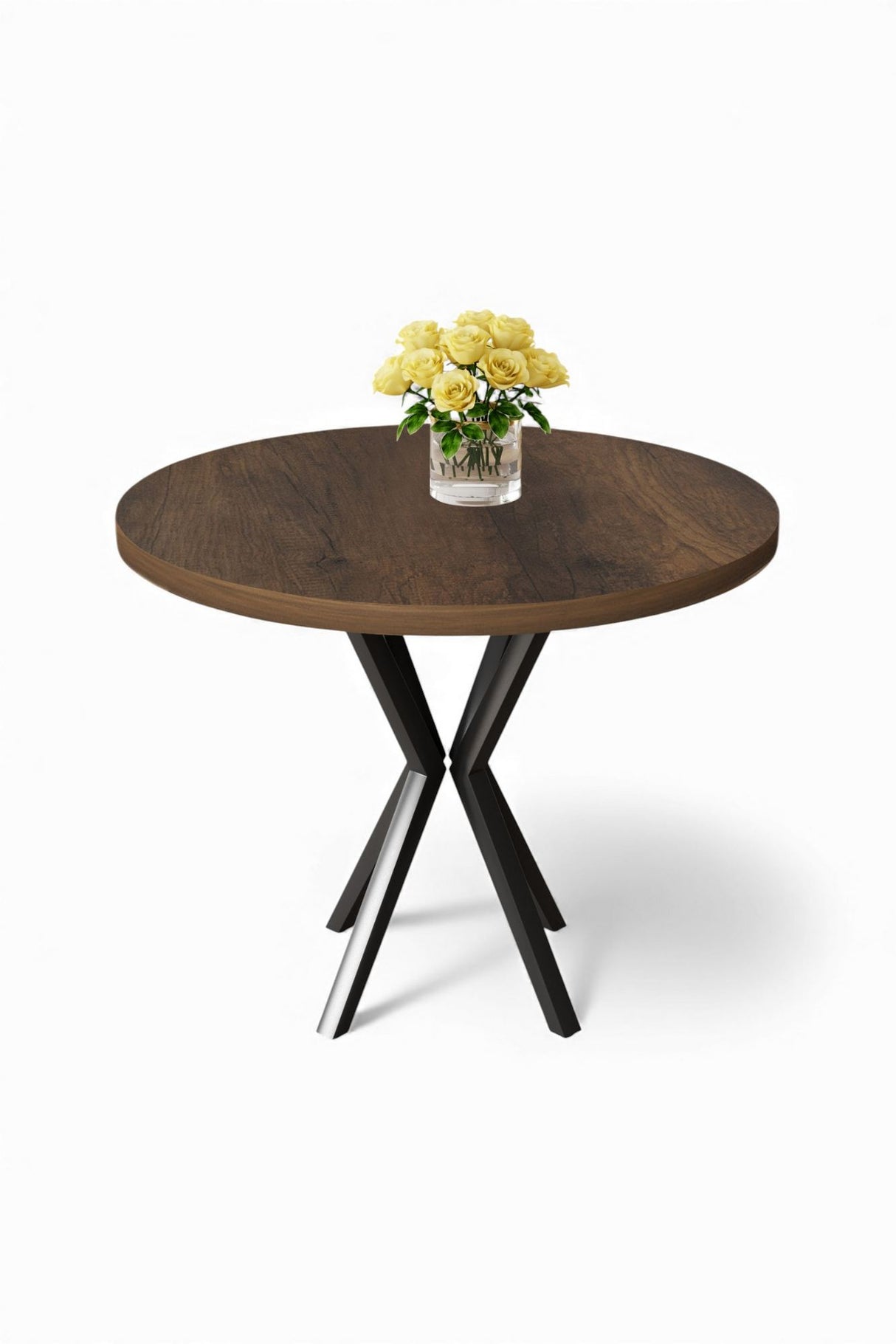 Mesa de comedor Agnes barroca negra ovalada 90 cm Compuesto de madera revestida de melamina