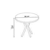 Mesa de comedor Agnes barroca negra ovalada 90 cm Compuesto de madera revestida de melamina