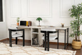 Bureaus - Twin Study Desk Studie Bureau Freesia Marble Black 240x60 cm Melamine - Dimehouse