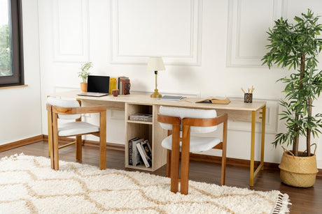 Escritorio de estudio Twin Travertino Oro 240x60 cm Melamina